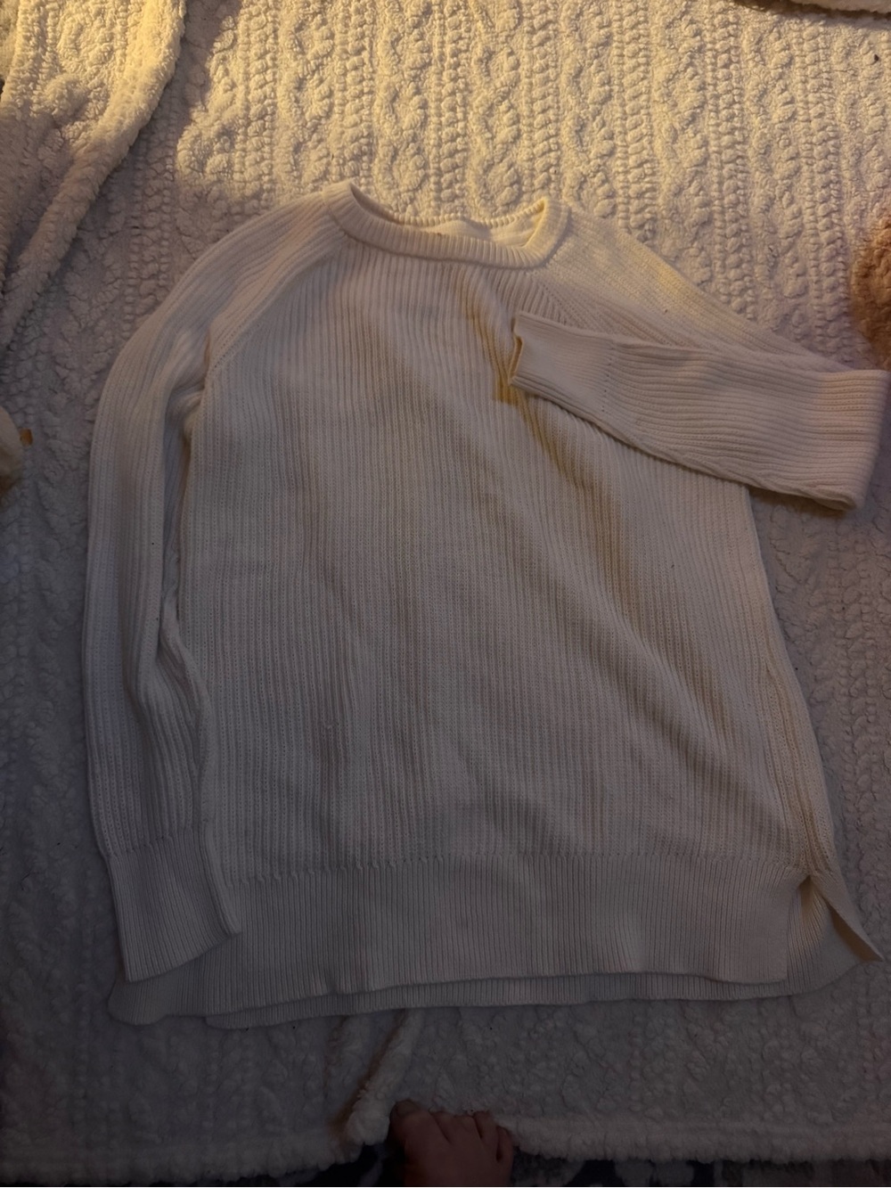LL bean cream sweater 100% cotton size large - Picture 7 of 9